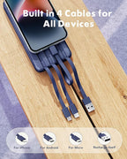 charmast Portable Charger with Built in Cables, Power Bank with Cords Wires, Slim 10000mAh Travel Battery Pack 6 Outputs 3 Inputs 3A Fast Charging for Samsung Google Pixel LG Moto iPhone iPad