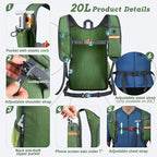BECOJADDE 20L Small Hiking Backpack for Men Women Foldable Packable Back Pack Ultralight Hiking Daypack for Travel Camping Outdoor, Olive Green