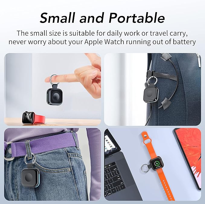HUOTO Portable Charger for Apple Watch,Wireless Magnetic iWatch Charger 1200mAh Power Bank Travel Keychain Accessories Smart Chargers for Apple Watch Series 11/10/9/8/7/6/SE/5/4/3/2/1/UItra/UItra 2