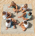 LANE LINEN Picnic Blankets - Turkish Beach Blanket Sandproof with Lightweight Quick Dry Design, 82"x82", Beach Summer Vacation Essentials for Relaxing, Park Outings or Yoga Mat – Beige