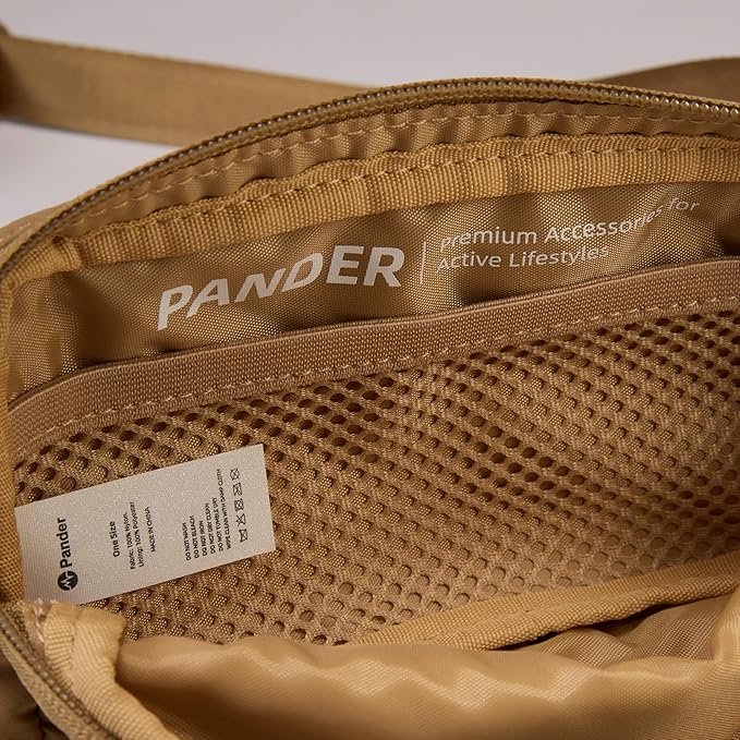 Pander Mini Belt Bag – Ultra Compact, Fits 6.7” Phone, Lipstick, Earbuds, Essentials, Small Crossbody Waist Purse, Brown Allspice