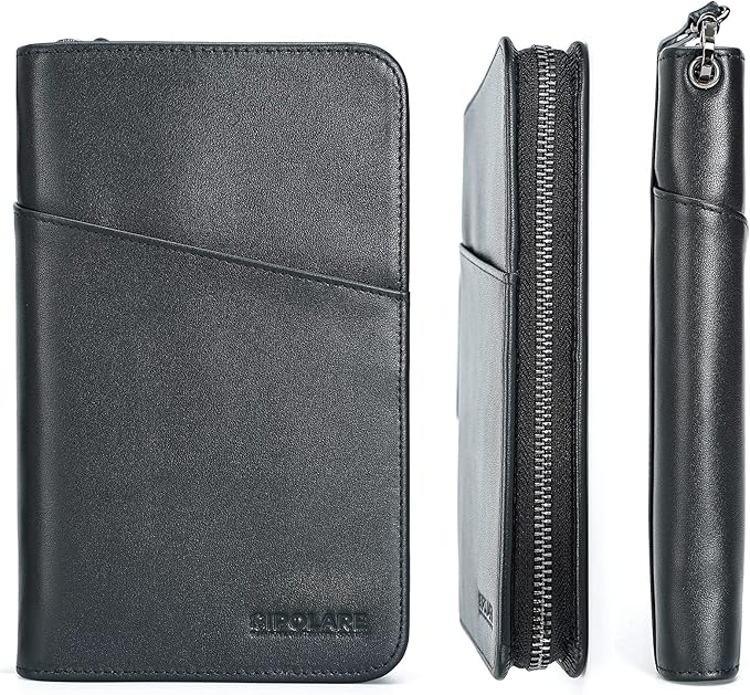 Polare Full Grain Leather Passport Holder Cover Case for Men and Women RFID Blocking Family Travel Wallet Holds 6 Passports