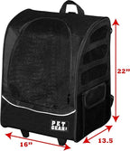 PET GEAR I-GO PLUS TRAVELER DOG AND CAT BACKPACK AND ROLLING CARRIER, BLACK