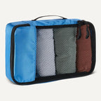 Amazon Essentials 4-Piece Space-Saving Packing Cubes Travel Accessories Set, Suitcase Organizer with Double Zipper, Mesh Top, Small, Sky Blue (Previously Amazon Basics)
