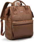 Kinmac Laptop Backpack for Women and Men, Large Capacity Travel Backpack for 15.6 inch Laptop Computer (Coffee PU)