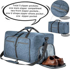 Vomgomfom 65L/85L/115L Foldable Travel Duffle Bag, Lightweight Checked Luggage with Shoe Compartment, Water-Resistant Weekender Overnight Bag for Men & Women