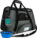 PetAmi Airline Approved Pet Carrier for Cats & Small Dogs, Soft Sided TSA Travel Carrier Bag Sherpa Bed, Breathable Mesh Ventilation, Collapsible Bowl, Fits Under Seat, Up to 18 lbs, Small Dark Gray