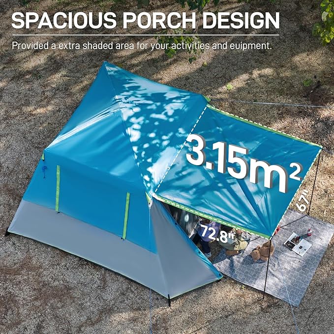EVER ADVANCED Blackout 6 Person Camping Tent, Instant Cabin Tent for Family with Vestibule and Large Mesh Windows, 60s Easy Setup, Double Layer, Water-Resistant