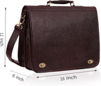 Leather Farm Messenger Bag for Men & Women 16 Inch – Premium Vintage Handmade Laptop Briefcase Satchel, Mens Shoulder Crossbody, Genuine Leather Computer Bag with Adjustable Strap Brown