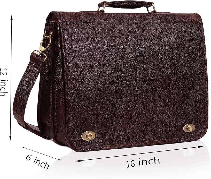 Leather Farm Messenger Bag for Men & Women 16 Inch – Premium Vintage Handmade Laptop Briefcase Satchel, Mens Shoulder Crossbody, Genuine Leather Computer Bag with Adjustable Strap Brown