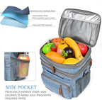 MIYCOO Lunch Bag & Lunch Box for Men Women, Double Deck Leakproof Insulated Soft Large Adult Camping Cooler bag for Work, Beach, Picnic, Travel (Blue, 15L)