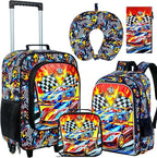 18" Kids Suitcase for Boys, 5Pcs Carry on Luggage With Wheels, Cars Suitcases for Kid Toddler Children(Racing)