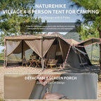 Naturehike Village Instant Tent, Camping Tent with Full Rainfly, Waterproof Large Cabin Tents for Car Camping