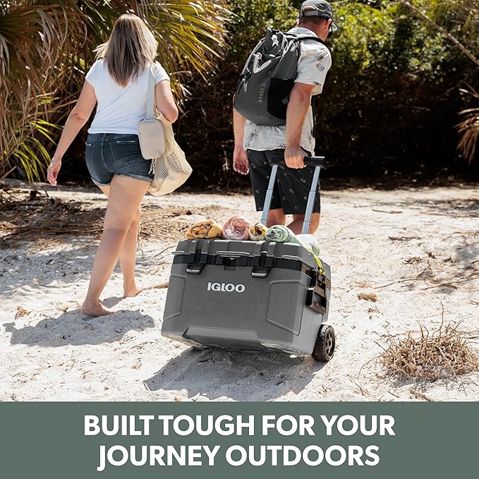 Igloo Trailmate 52Qt Wheeled Cooler, Insulated Hard Shell Ice Chest, Carbonite