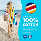 Kaufman - Joey Velour Colored Classic Multi-Color Stripe Beach & Pool Towel - Large 100% Combed Cotton Beach Towel - Soft & Absorbent Colorful Towels - 32" x 62" - 24 Pack