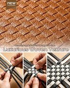 Trendy Woven Checkered Crossbody Bum Bag for Women，PU Leather Checkered Purse Fanny Packs Belt Bag (Woven Bum Bag - Pure Brown)