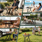 SUNNYFEEL Folding Camping Table - Lightweight Aluminum Portable Picnic Table, 18.5L x 18.5W x 24.5H Inch for Cooking, Beach, Hiking, Travel, Fishing, BBQ, Indoor Outdoor Small Foldable Camp Tables