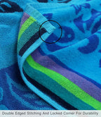 COTTON CRAFT Hooded Beach Towel for Adults – Oversized 39x68 Towel with Hood - 100% Cotton Velour Terry Jacquard Pool Bath Wrap - 450 GSM Soft Absorbent Quick Dry – Tropical Hibiscus Aqua Blue Purple