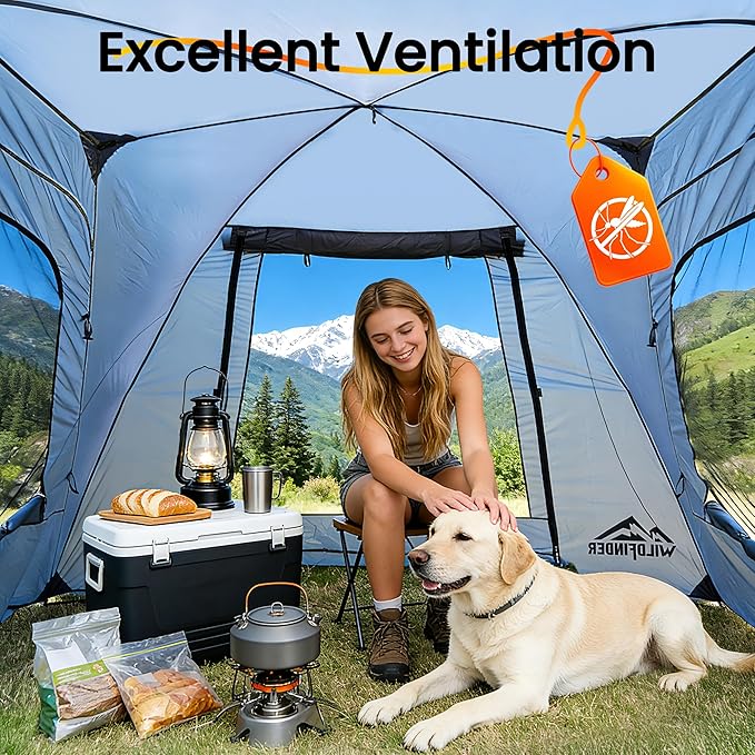 WildFinder SUV Tent, Rectangle Car Tent for Family, Waterproof & Windproof for Car Camping, Large Camping Tents with Storage Bag, SUV, Van, Jeep