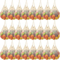 Woanger 24 Pcs Reusable Cotton Mesh Produce Shopping Bags Washable Grocery Net Portable Fruit and Vegetable Cotton String Bags Long Handle Net Tote Organizer(Short Handle)