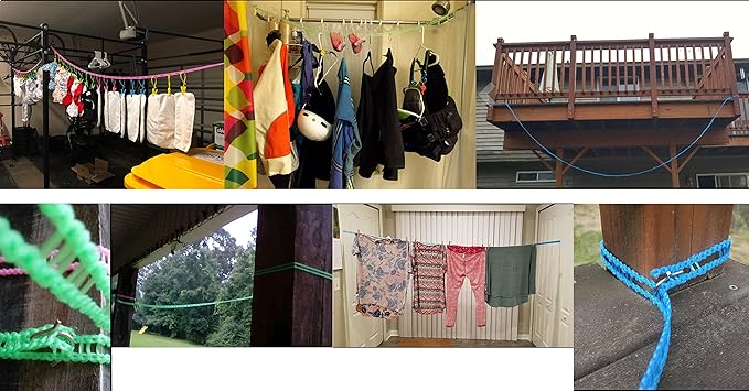 2 Pack Nylon Clothesline Windproof Clothes Drying Rope Travel Clothes Line Portable Laundry Line Hanger Rope for Indoor Outdoor Camping Home Hotel Random Color (Pack of 2 Clothesline(3m & 5m))