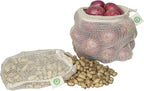 Reusable Mesh Produce Bags made from 100% Organic Cotton - 12"x10", Perfect Reusable Net Vegetable Bags - Washable Fruit, Vegetable & Produce Sacks (3 Medium)