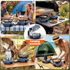 Cofiyard 20,000 BTUs 2 Burner Propane Camping Stove, Portable Folding Camp Stove with Adjustable Burners, Built-in Ignition and Carrying Bag, Dual Gas Stoves for Tailgating, Camping, BBQ Overland Grey