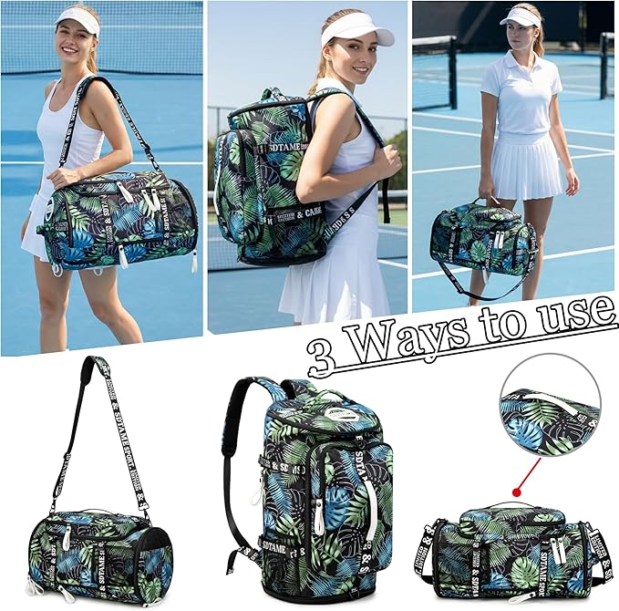Gym Duffle Bag Backpack with Shoe Compartment,4 ways Travel Backpack for Women and Men,Multi-Functional Weekender bag with Waterproof Layer&Laptop Compartment for Fitness, Travel,Camping