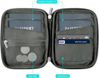 WALNEW Passport Holder Family for 4, RFID Blocking Travel Wallet Women Men, Lightweight Zipper Document Organizer Pouch Bag Credit Cards Case Cover for Travelling