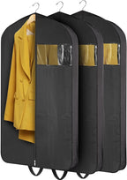 Garment Bags for Hanging Clothes 3-Pack - Travel Suit Closet Covers for Men and Women - Long Dress, Mens Jackets, Coats, Shirts, Dance Clothing Protector - Zipper Hanger Wardrobe Dust Cover (42 Inch)