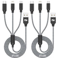 Xnewcable Multi Charging Cable 6ft 2Pack 3 in 1 Charger Cord, Multiple Rapid Nylon Braided Cable USB Charging Cable Multi Phone Charger Cord with Type C Micro Lightning USB Connectors for Cell Phones