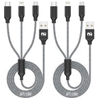 Xnewcable Multi Charging Cable 6ft 2Pack 3 in 1 Charger Cord, Multiple Rapid Nylon Braided Cable USB Charging Cable Multi Phone Charger Cord with Type C Micro Lightning USB Connectors for Cell Phones