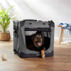 Amazon Basics Folding Portable Soft Pet Dog Crate Carrier Kennel with Fleece Pad, 30 x 21 x 21 inches, Grey