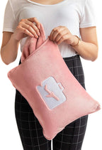 EverSnug Travel Friendly Blanket and Pillow Bundle – Airplane Travel Essentials with Soft Bag Pillowcase for Women & Kids | Color Includes Pink & Teal