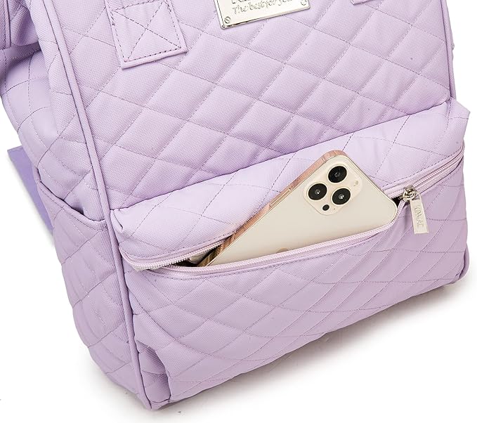 Kinmac Wide Open Style Laptop Backpack Travel Outdoor Backpack For Laptop Up to 15.6 Inch(Purple Embroidery)