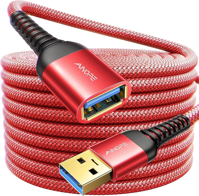 AINOPE USB Extension Cable,USB Extender,USB 3.0 Extension Cable, Male to Female Cord High Data Transfer Compatible with Webcam,Keyboard,Flash Drive,Hard Drive,Printer,10FT,Red