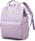 Kinmac Wide Open Style Laptop Backpack Travel Outdoor Backpack For Laptop Up to 15.6 Inch(Purple Embroidery)