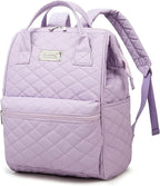 Kinmac Wide Open Style Laptop Backpack Travel Outdoor Backpack For Laptop Up to 15.6 Inch(Purple Embroidery)