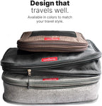 LeanTravel Premium Compression Packing Cubes for Travel - Suitcase Organizer Bags with Double Zipper & Breathable Mesh Panel - Space Saving Carry On Luggage Essentials (6-Pack, Grey, Black, Brown)