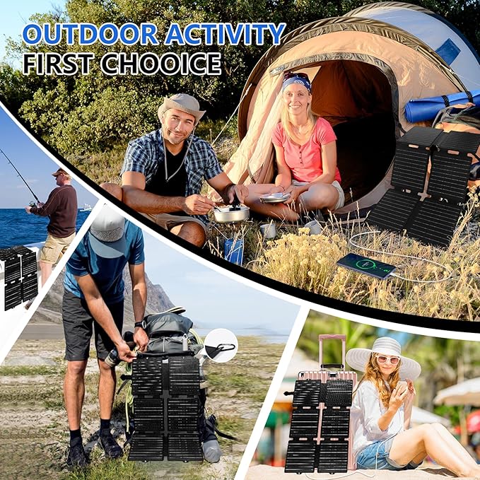 QLAYA 30W Portable Solar Charger,Foldable Solar Panel with High Efficiency,Ultra-Lightweight Outdoor Solar Panel for Camping,Hiking,RV,Compatible with Most Power Stations (DC/USB-C/USB-A Outputs)