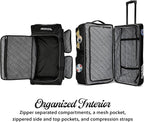 Von Dutch Signature Patch Checked 28-Inch Rolling Duffel with Telescopic Trolley Handle and Inline Skate Wheels