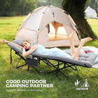 JEAREY Camping Cot for Sleeping 28" Extra Wide, Heavy-Duty 1200D Oxford Foliding Cots for Adults Portable with Mattress, Carry Bag for Guest, Travel, Hiking, Light Gray