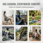 Portable Inflatable Seat Cushion w/Press Pump, No Mouth-Blow Air Pad for Flights, Waterproof Lightweight Chair Cushion for Stadium, Camping, Picnic, Fishing, Beach, Grass & Muddy Ground (Green)