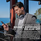 JLab, JBuds Lux ANC, Over Ear Headphones, Active Noise Cancelling, Bluetooth, Spatial Audio, Graphite