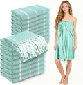 YSYJ 18 Pack Turkish Beach Towel 36 x 71 Inches Beach Towels Soft Lightweight Extra Large Pool Towels Quick Dry Sand Free Turkish Bath Towels Teal