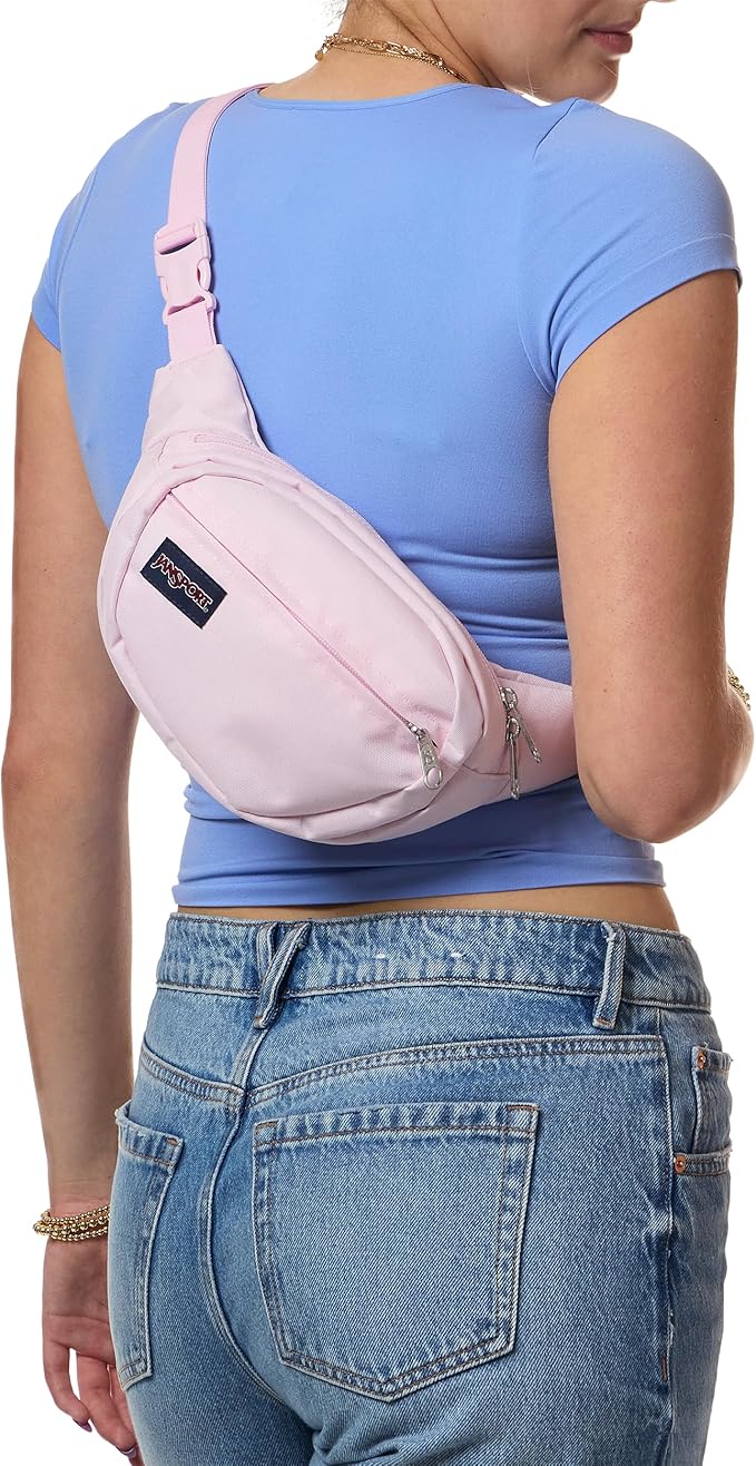 JanSport Fifth Avenue Fanny Pack Crossbody Bags for Women, Men - Stylish, Durable Waist Bag with Adjustable Belt, Main Zippered Pocket, Quick Stash Pocket - Travel Essentials - Black