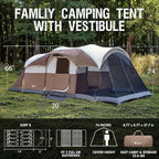 PORTAL 6/8/10 Person Family Camping Tent with Screen Room, Water Resistant Big Tunnel Tents with Rainfly, Large Family Tent for Camping, Outdoor, Patio