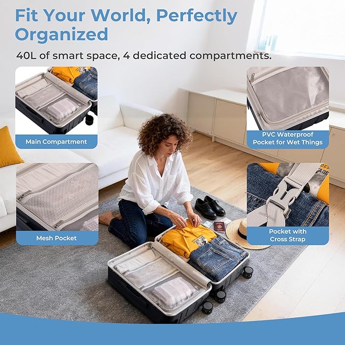 20" Ride-On Luggage with Child Seat, Hardside Carry-On Suitcase with 360° Silent Spinner Wheels, TSA Lock, & Dual Telescoping Handles for Kids & Adults & Busy Moms