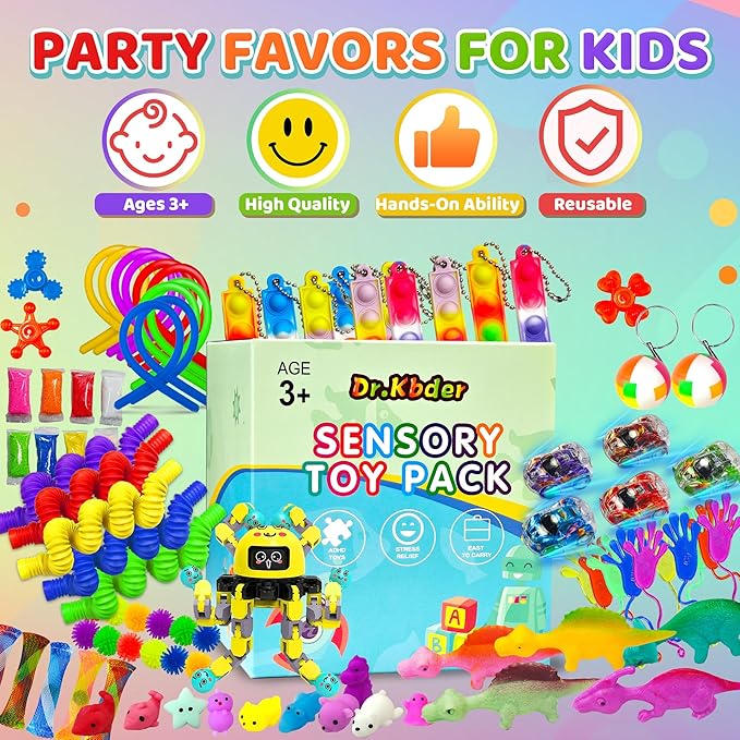 110PC Fidget Toys Bulk for Adult Kids Age 5-7, 8-12, Sensory Autism Travel Must Have ADHD Autistic Figette Classroom Treasure Prize Box School Must Have Stress Anxiety Easter Basket Stuffers Gifts