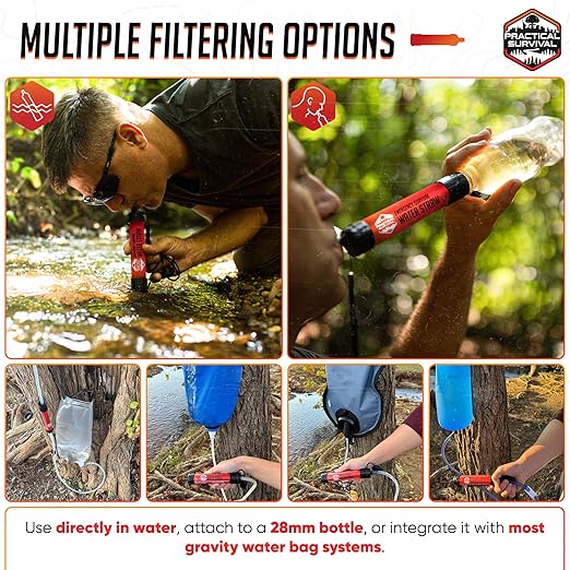 5 High-Capacity Emergency Water Straws – Lightweight, Reusable, 1800-gallon Filters for Camping, Hiking, Travel, Biking, Survival, and Emergency Preparedness - No Expiration Date - Practical Survival
